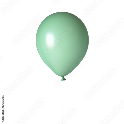 green helium balloon. Birthday balloon flying for party and celebrations. Isolated on white background. Generative AI