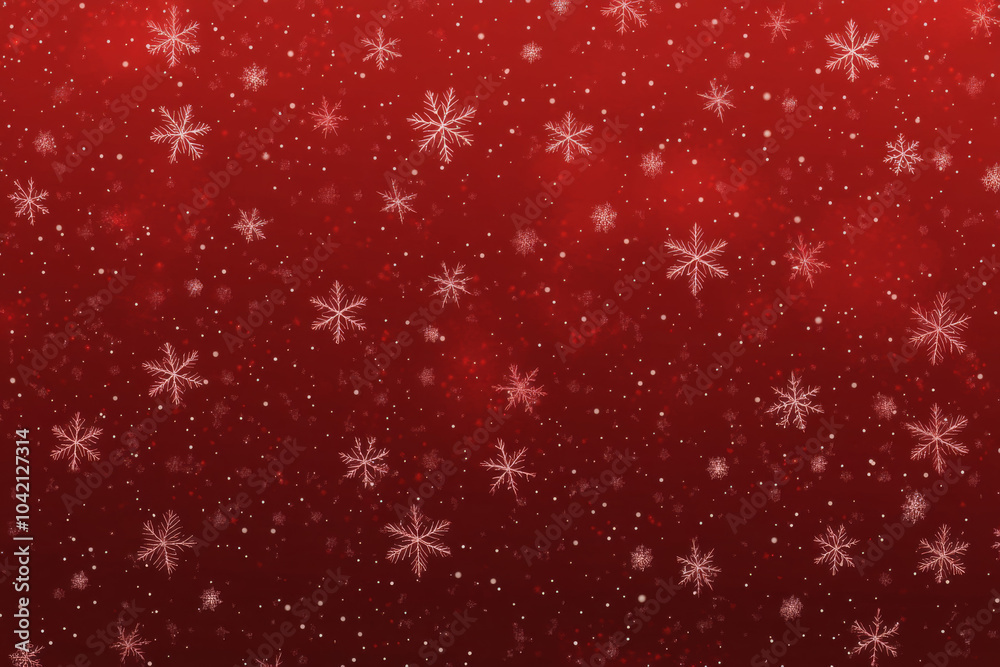 red background adorned with various white snowflakes red background adorned with various white snowflakes