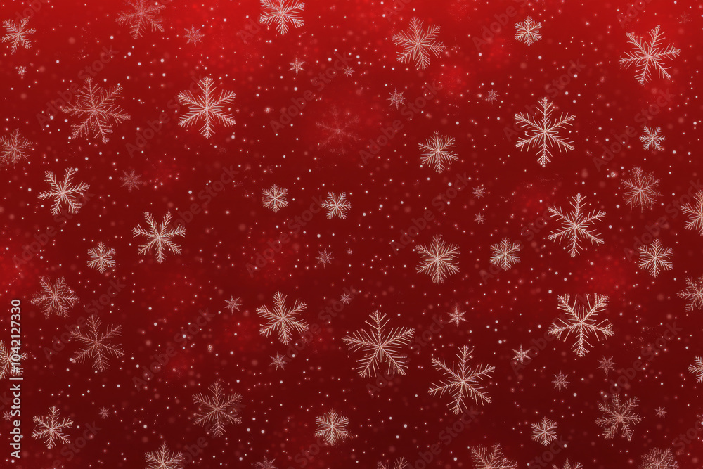 red background adorned with various white snowflakes red background adorned with various white snowflakes
