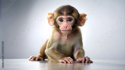 Cute calm monkey on a white background wallpaper