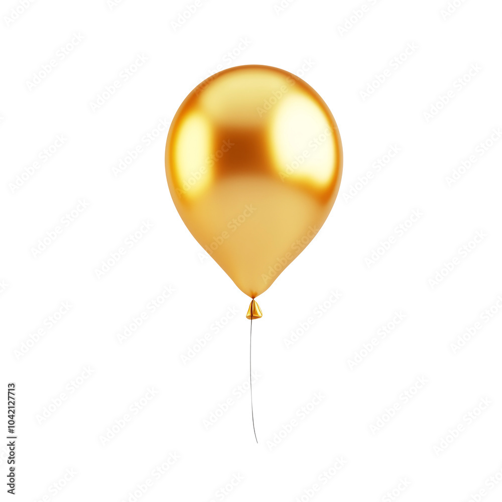 gold helium balloon. Birthday balloon flying for party and celebrations. Isolated on white background. Generative AI gold helium balloon. Birthday balloon flying for party and celebrations. Isolated on white background. Generative AI
