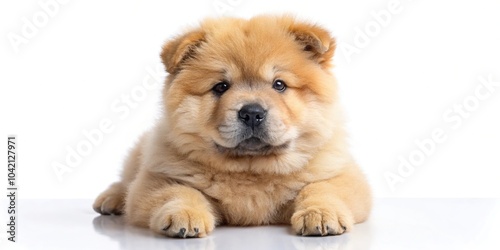 Cute chow chow puppy on white background