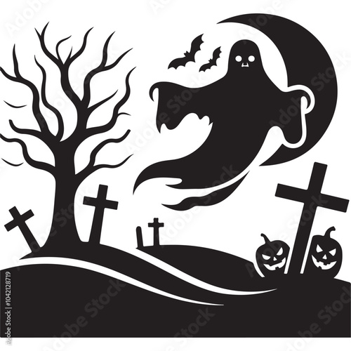 Download Creepy Haunted Halloween Silhouette Vectors for Posters & T-Shirts