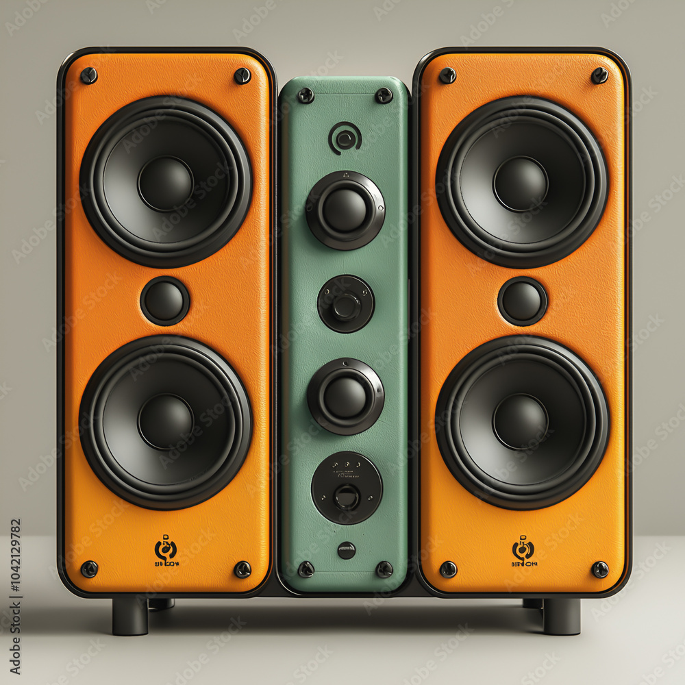 Retro Styled Orange and Green Speakers with Modern Sound System Design
Retro Styled Orange and Green Speakers with Modern Sound System Design