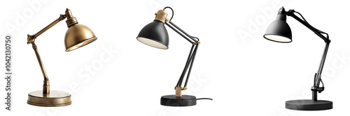Set of desk lamp isolated on transparent background