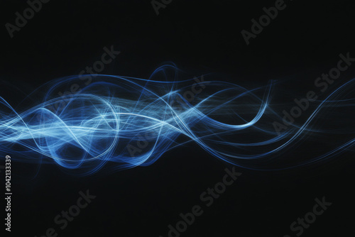 abstract representation of blue waves flowing against a dark background