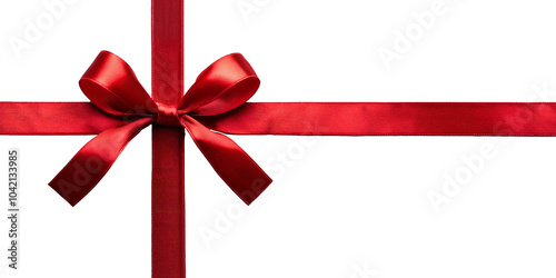 Red Ribbon Bow For Gift Packaging Isolated On Transparent Background