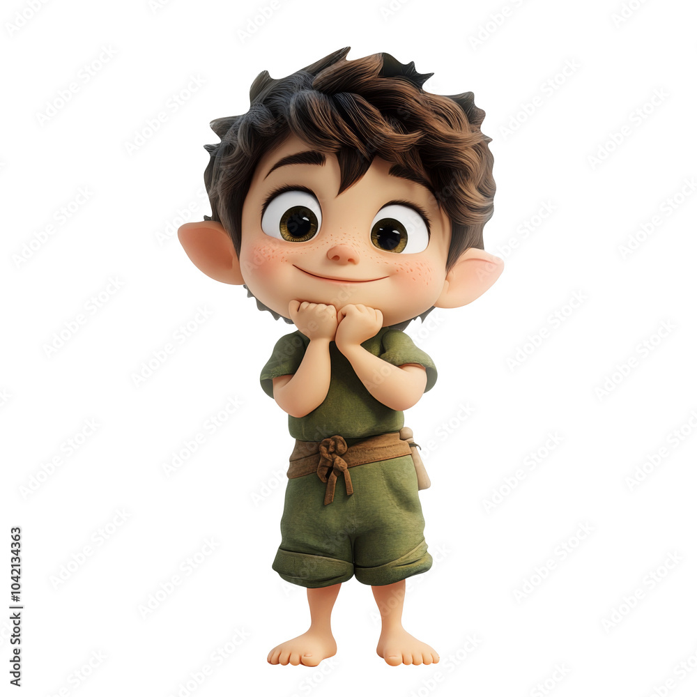 cute little kid wearing green elf Christmas costume.. Generative AI cute little kid wearing green elf Christmas costume.. Generative AI
