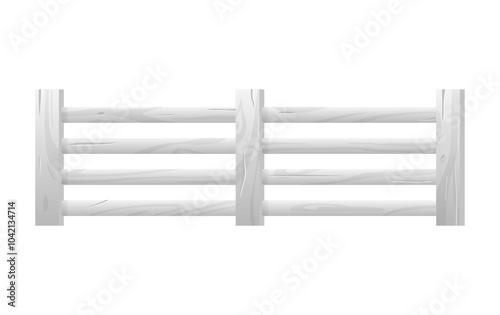 Vector graphics of a wooden fence painted with white paint isolated on a white background,