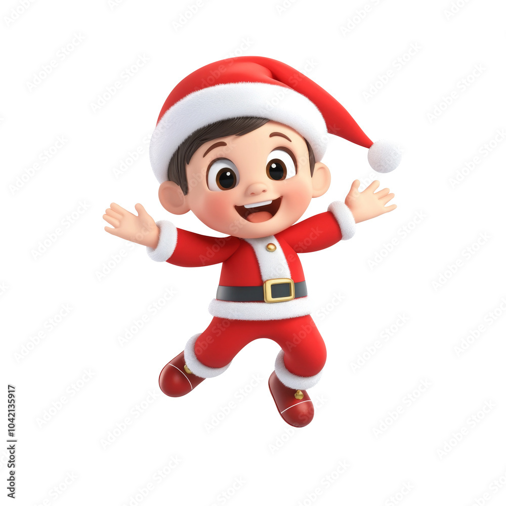 kid Santa Claus costume cartoon isolated. Generative AI. kid Santa Claus costume cartoon isolated. Generative AI.