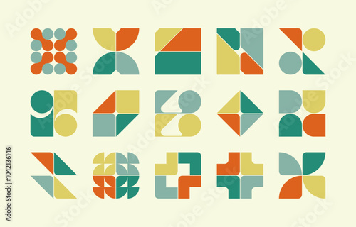 Set of fully editable vector graphic elements, geometric shapes, abstract forms and futuristic icons.