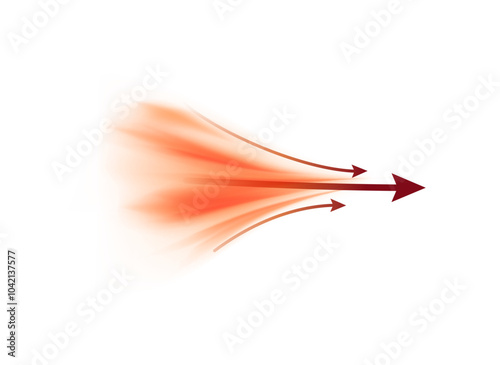 Vector illustration arrows indicating the direction of the orange air flow on a white background