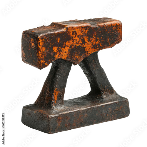 A vintage anvil with a weathered texture, showcasing rich colors and historical craftsmanship, on a white isolated background.