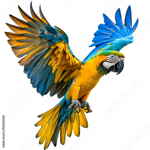 Macaw Parrot Spreading Wings on transparent background photo