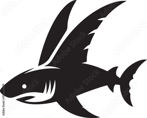 shark  Silhouette vector icon with white background.