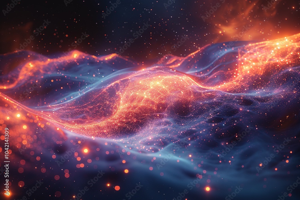 A blue and orange space with a lot of sparkles A blue and orange space with a lot of sparkles