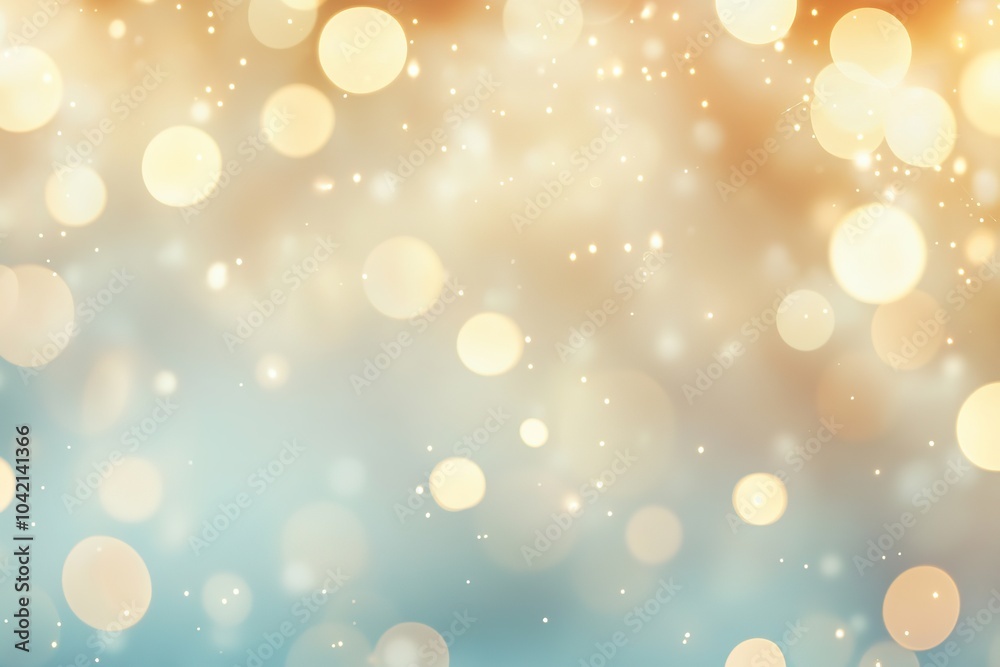 Warm bokeh lights on soft blue gradient