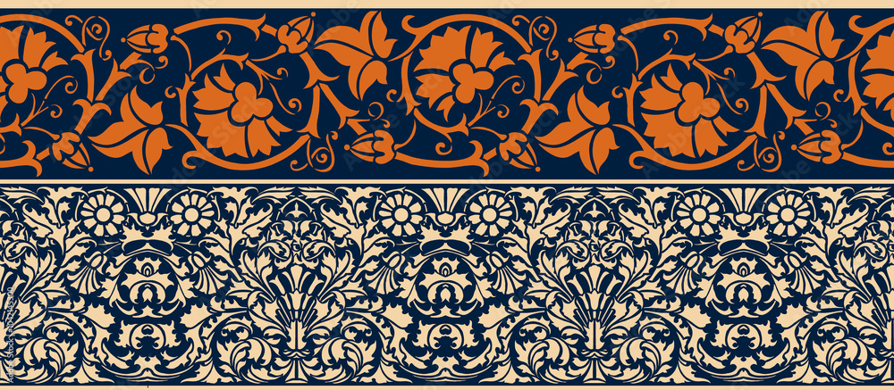 seamless beautiful wallpaper cards border design floral leaf vintage ornament Victorian geometric ethnic print paisley pattern