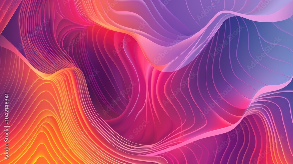 Abstract 3D Wavy Shapes in Neon Color Palette Abstract 3D Wavy Shapes in Neon Color Palette