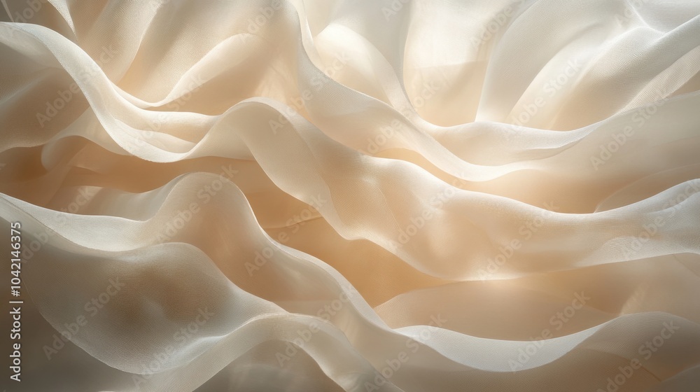Fototapeta premium Detailed, elegant layers of translucent waves creating a calming abstract background.