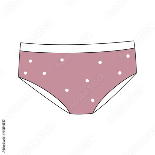 Underwear for girls. Women's panties cartoon drawing. Pink panties vector illustration. Flat drawing style. Women's panties cartoon drawing. Pink panties vector illustration.