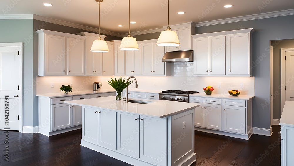 Elegant modern kitchen with smart technology open layout and seamless cabinet design Elegant modern kitchen with smart technology open layout and seamless cabinet design