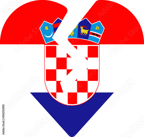 Croatia Flag On Broken Heart Icon