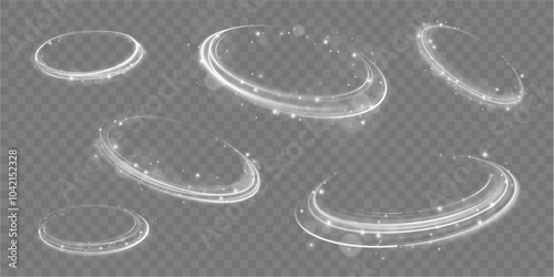 White shiny sparks of spiral wave. Imitation of the exit of cold air from the air conditioner. Vector illustration stream of fresh wind.