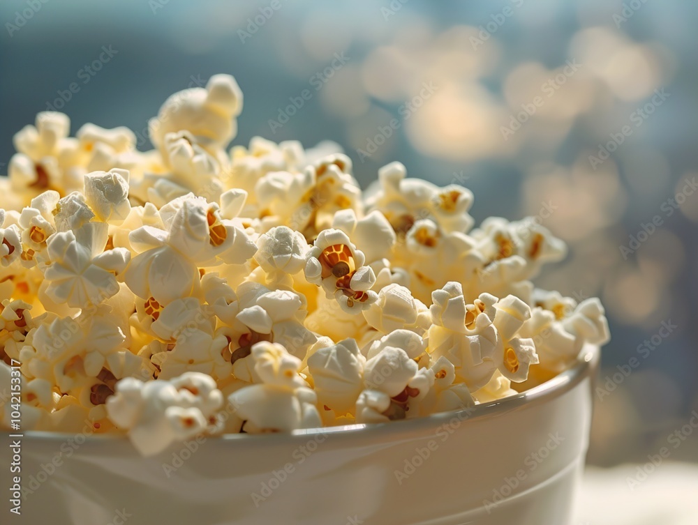 Close Up of a Bowl of Popcorn - A Movie Night Snack Close Up of a Bowl of Popcorn - A Movie Night Snack