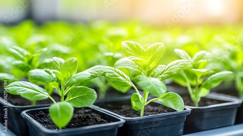 Revolutionary Vertical Farming with Smart Sensors and AI Technology - Precision Agriculture for High Yields and Lush Green Plant Rows photo