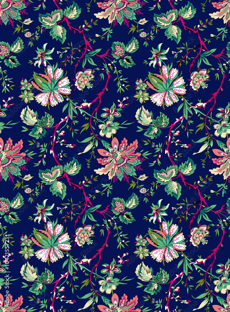 seamless beautiful wallpaper cards all over design floral leaf vintage ornament Victorian ethnic geometric print paisley pattern