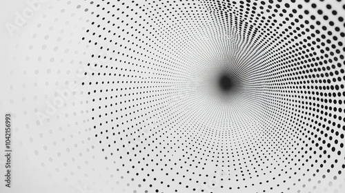 A simple and elegant design featuring a white quotation mark centered within a field of black dots. Generative AI