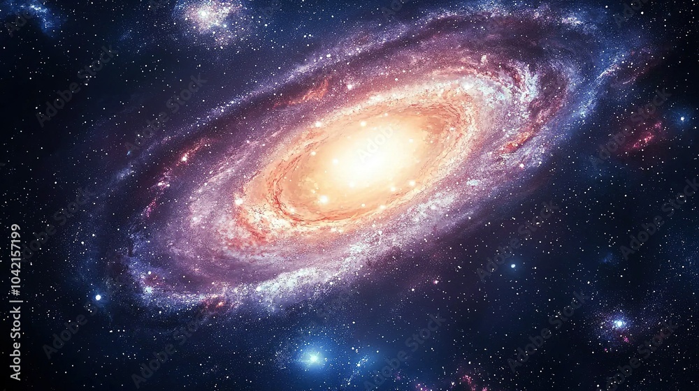 A vibrant spiral galaxy illuminated by countless stars against the vast backdrop of space, showcasing the beauty of the universe A vibrant spiral galaxy illuminated by countless stars against the vast backdrop of space, showcasing the beauty of the universe