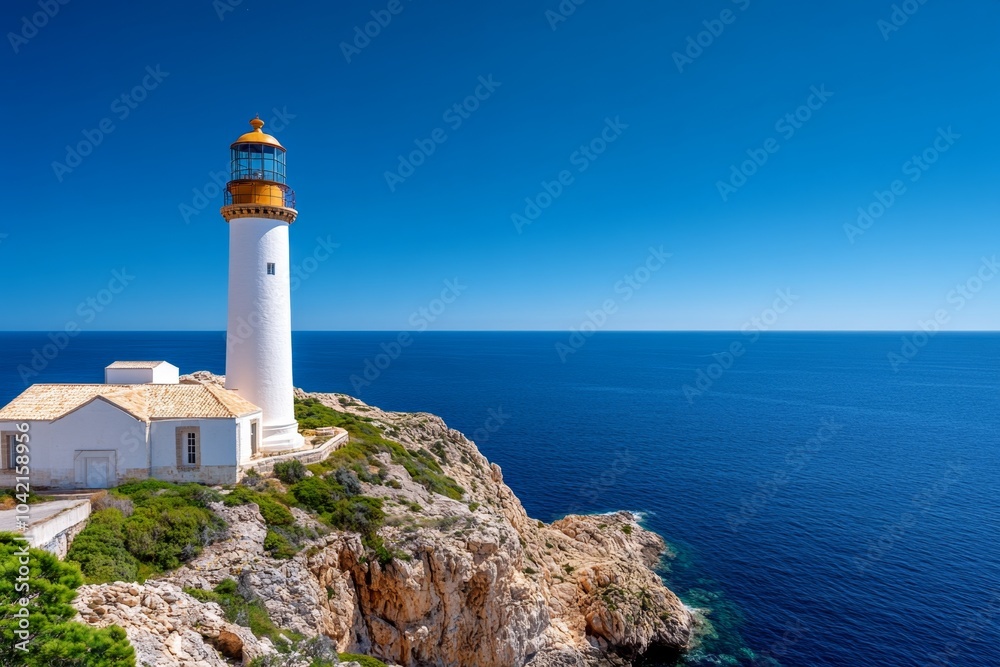 Marfa Point, with its lighthouse standing against the deep blue sea and cliffs, marking the edge of the Maltese islands Marfa Point, with its lighthouse standing against the deep blue sea and cliffs, marking the edge of the Maltese islands