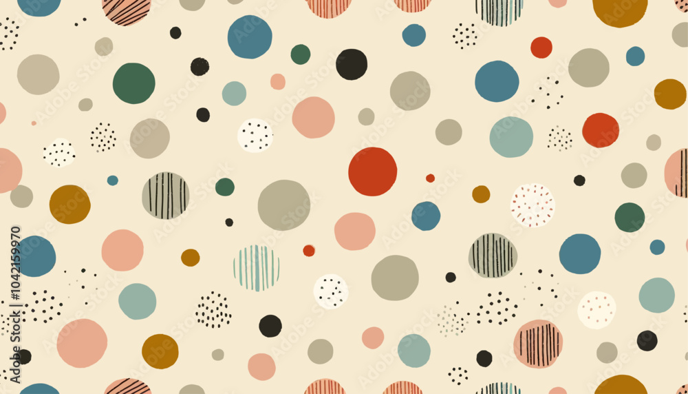 seamless pattern with polka dots and circles