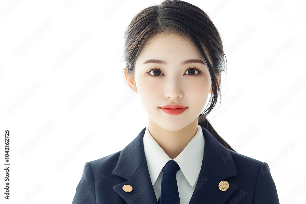 Young woman in professional attire smiles confidently against a bright background, exuding positivity and professionalism. Generative AI Young woman in professional attire smiles confidently against a bright background, exuding positivity and professionalism. Generative AI