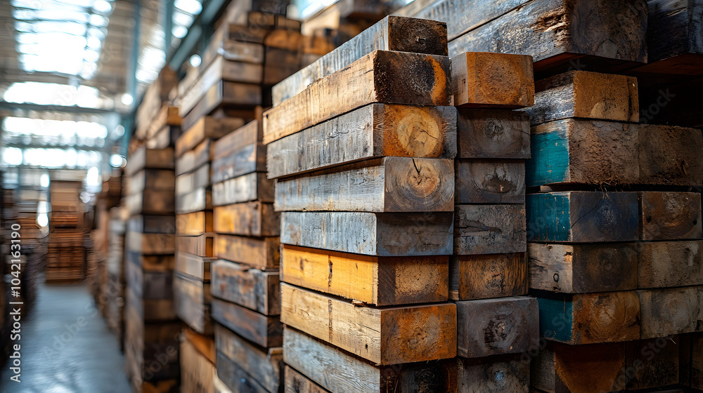 Lumber Stacked in the Warehouse – A Captivating View of Light Wood Beams Organized Neatly, Showcasing the Beauty of Natural Materials in a Timber Storage Environment.
Lumber Stacked in the Warehouse – A Captivating View of Light Wood Beams Organized Neatly, Showcasing the Beauty of Natural Materials in a Timber Storage Environment.