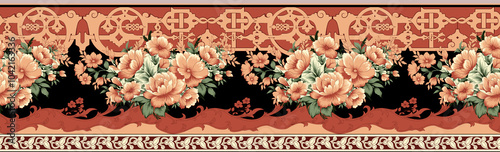 seamless beautiful wallpaper cards border design floral leaf vintage ornament Victorian geometric ethnic print paisley pattern