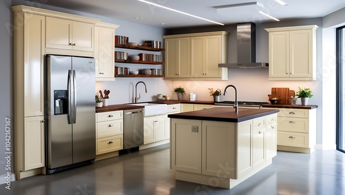 Sleek kitchen with premium marble surfaces and open-plan modern layout