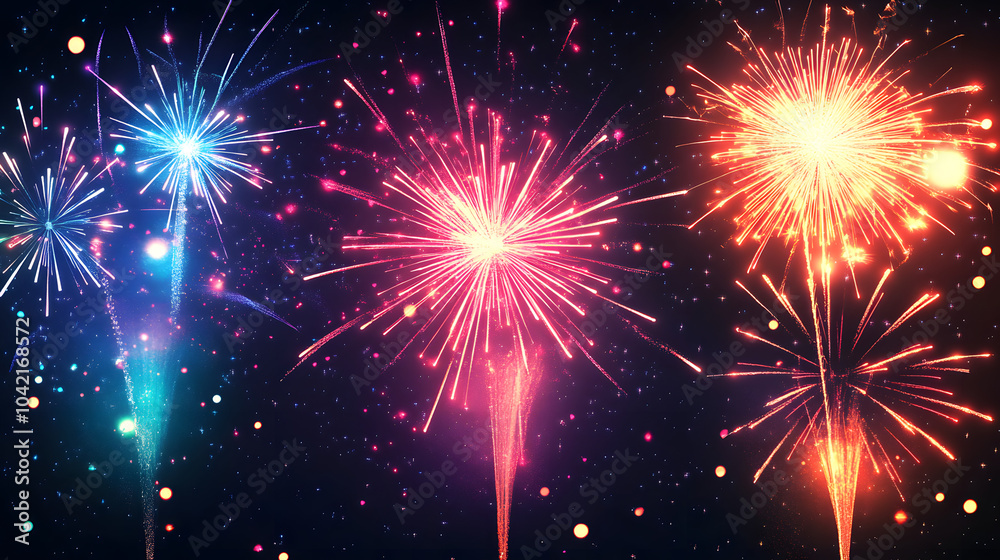 Naklejka premium celebration colored firework light up the sky