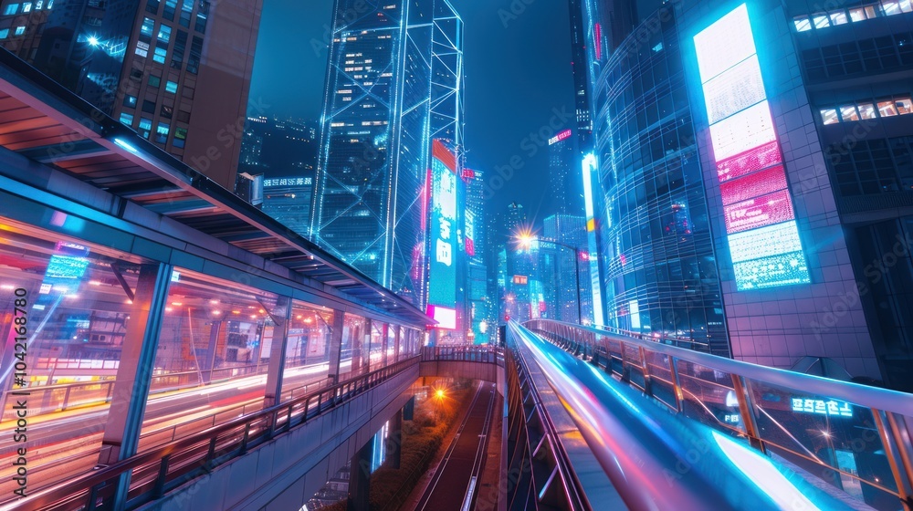 Fototapeta premium Neon Cityscape at Night