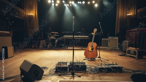 Acoustic Guitar on a Stage