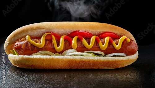 hot dog with mustard