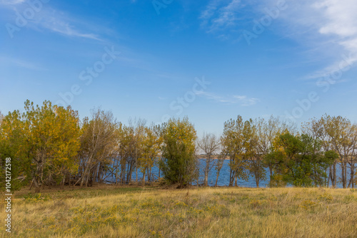 Scenic Fall landscape in Chatfield State Park in Littleton, Colorado photo