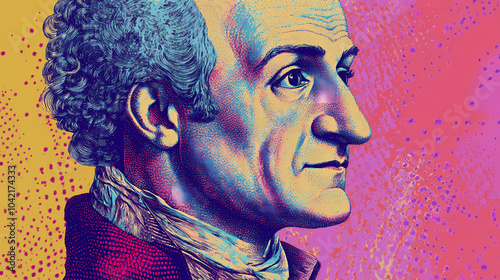 John jay, an statesman, in a pointillist style. Pointillist Portrait. Illustration photo