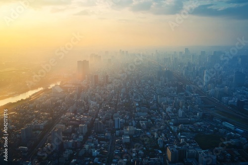 Serene Sunset Over Urban Cityscape