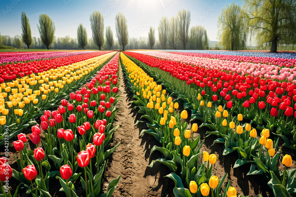 Beautiful colorful tulip field in Netherland Beautiful colorful tulip field in Netherland
