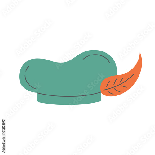 Piet’s hat. Sinterklaas Day theme. Dutch folklore. Hand drawn illustration. Vector illustration in flat style isolated on white background.