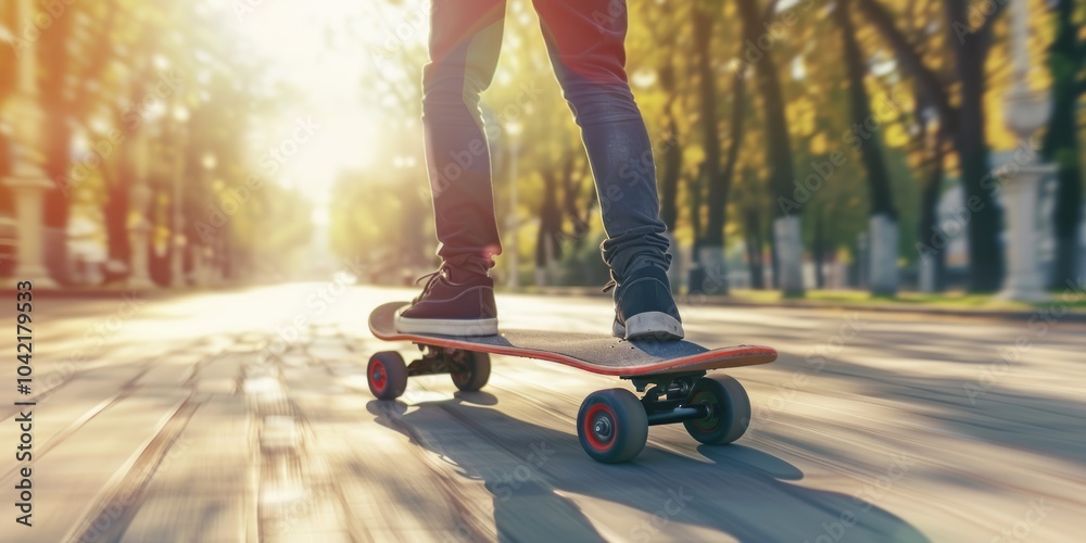 Fototapeta premium Skateboarding in the Sunset