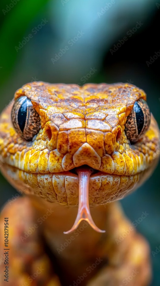Fototapeta premium Close-up of snake head with tongue out